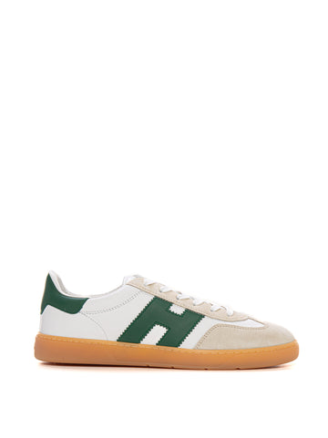 COOL leather sneakers with laces White-green Hogan Uomo