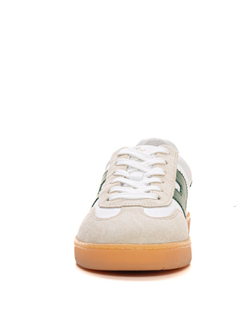 COOL leather sneakers with laces White-green Hogan Uomo