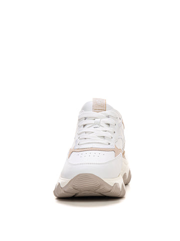 Sneakers con rialzo allacciata Hyperactive Bianco-beige Hogan Donna