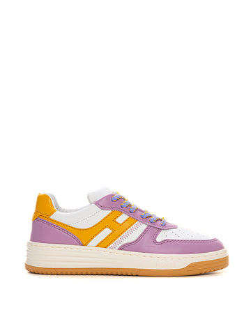 Leather sneakers with laces H630 White-lilac Hogan Donna