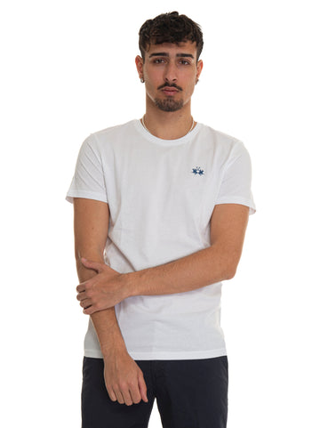 La Martina Men's Serge White half-sleeve crew-neck t-shirt