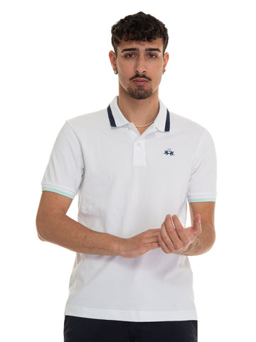 La Martina Men's Russell White pique cotton polo shirt
