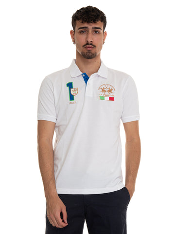 La Martina Men's Yisroel White Piqué Cotton Polo Shirt