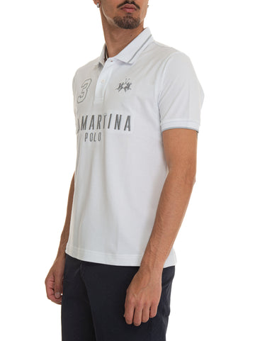 Yeshayahu White La Martina Men's pique cotton polo shirt