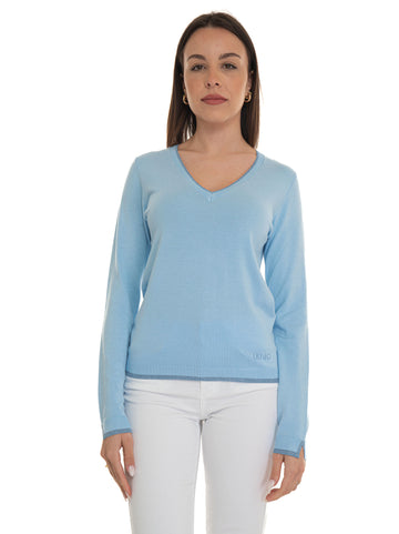 Light blue V-neck sweater Liu Jo Woman