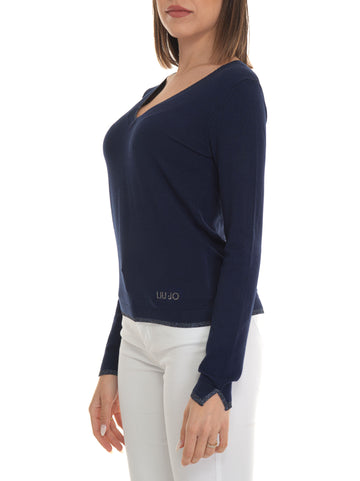 Blue V-neck sweater Liu Jo Woman