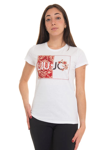 T-shirt Bianco-rosso Liu Jo Donna