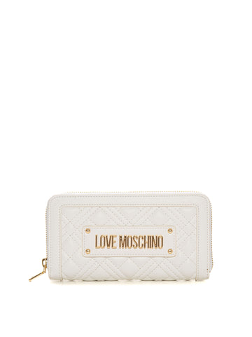 White Love Moschino Women's zip around wallet