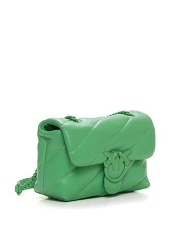 Love puff-mini small leather bag Green Pinko Woman