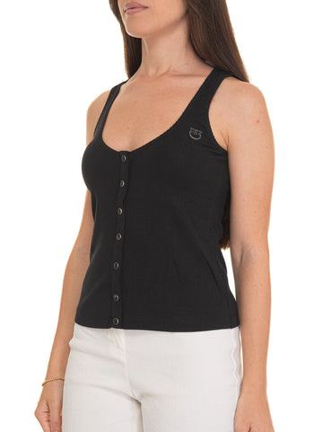 Dogville Ribbed Tank Top Black Pinko Women