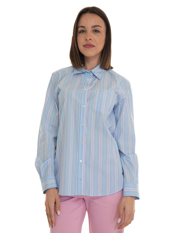 Women's Bahamas cotton shirt Light blue-pink Weekend Max Mara Donna