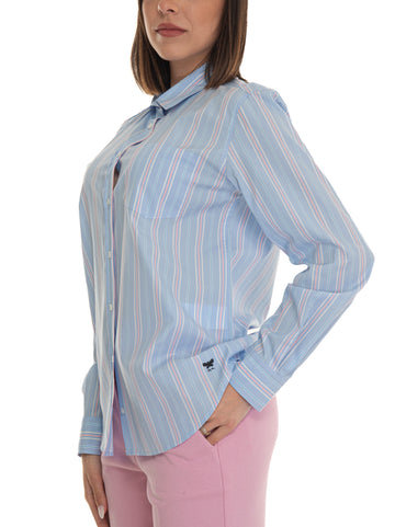 Women's Bahamas cotton shirt Light blue-pink Weekend Max Mara Donna