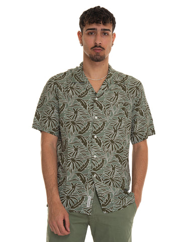 Camicia casual TROPICAL PRINT BOWLING SHIRT Verde Woolrich Uomo