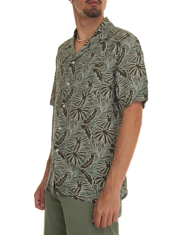 Camicia casual TROPICAL PRINT BOWLING SHIRT Verde Woolrich Uomo