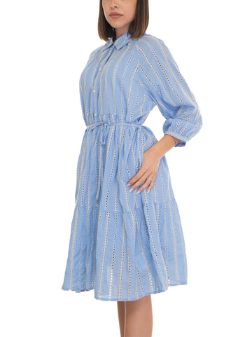 Lace dress BRODERIE ANGLAISE OVER DRESS Light blue Woolrich Woman
