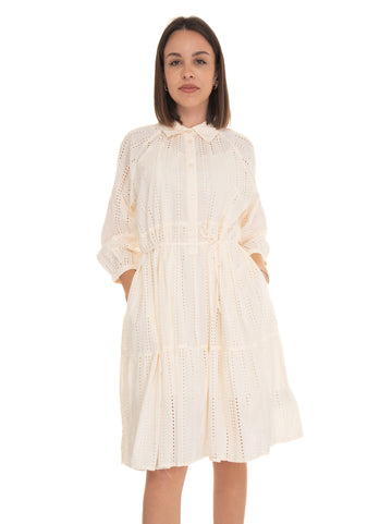 Abito in pizzo BRODERIE ANGLAISE OVER DRESS Bianco Woolrich Donna