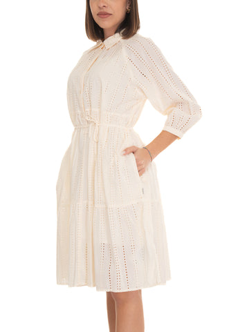 Lace dress BRODERIE ANGLAISE OVER DRESS White Woolrich Woman