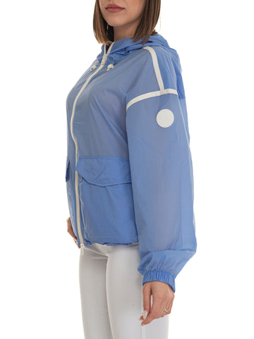 Extra-light windproof Crinkle hooded jacket Light Blue Woolrich Woman