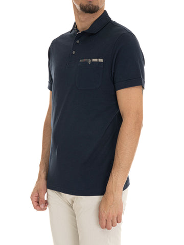 Polo mezza manica Blu Barbour Uomo