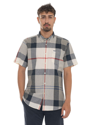 Barbour Men's Blue-Beige Half Sleeve Shirt