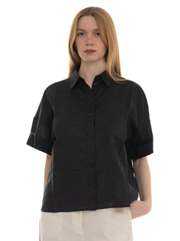 Camicia in lino Bisenas Nero BOSS Donna