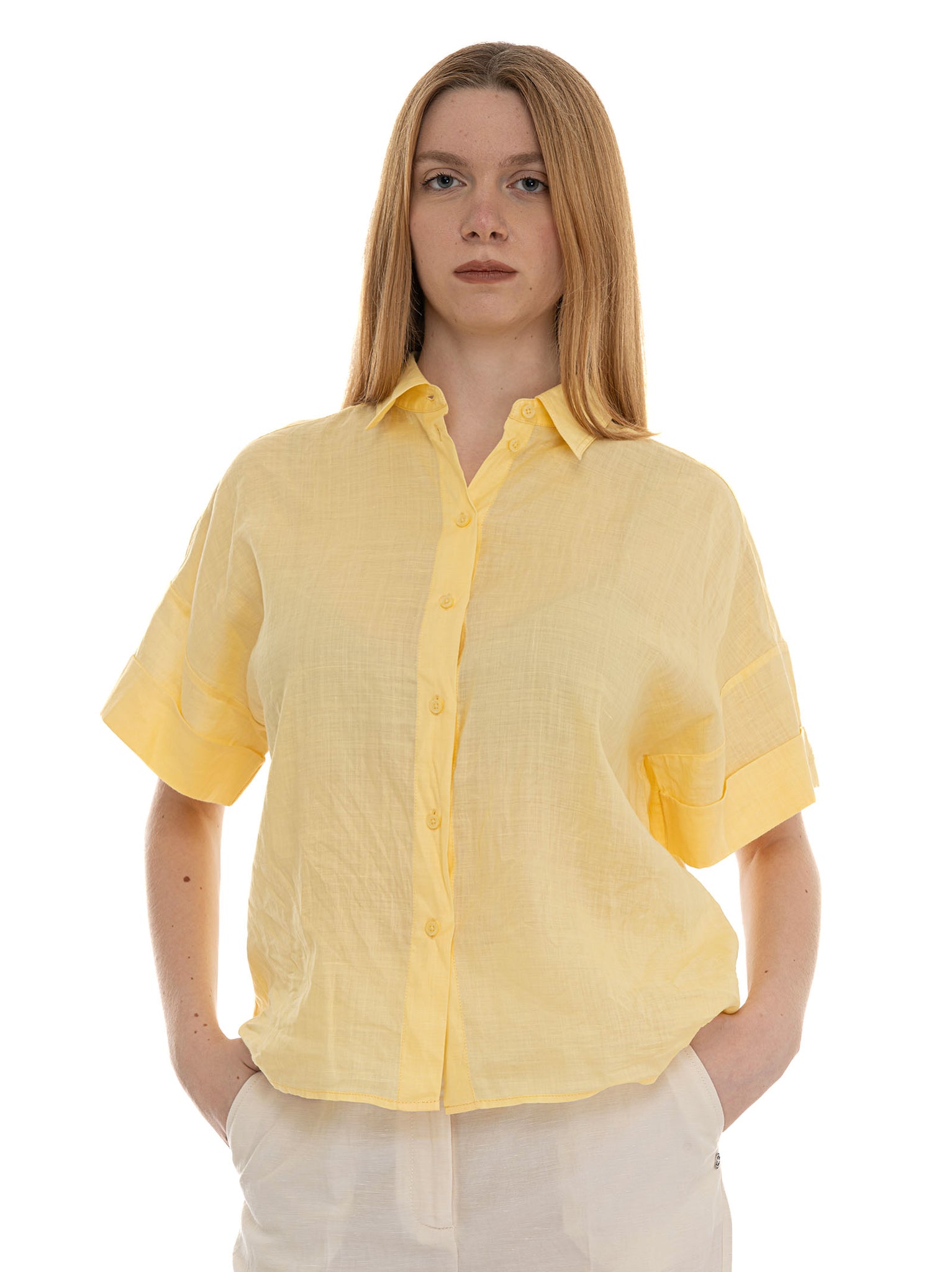 Camicia in lino Bisenas Giallo BOSS Donna