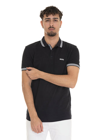 Polo piquet mezza manica  PADDY Nero-grigio BOSS Uomo