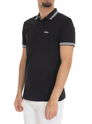 Polo piquet mezza manica  PADDY Nero-grigio BOSS Uomo