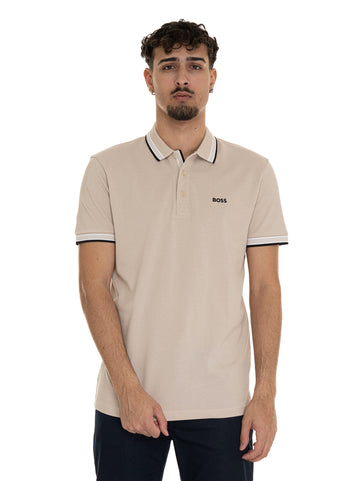 Polo piquet mezza manica  PADDY Beige-nero BOSS Uomo