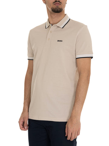 Polo piquet mezza manica  PADDY Beige-nero BOSS Uomo