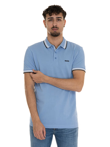 Polo piquet mezza manica  PADDY Azzurro BOSS Uomo