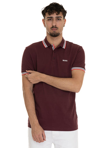 Polo piquet mezza manica  PADDY Bordeau BOSS Uomo