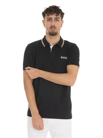 Polo in cotone piquet  PADDY-PRO Nero BOSS Uomo