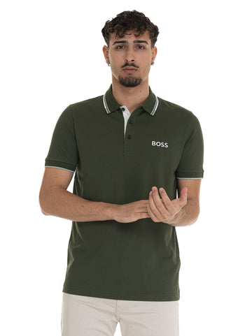 Polo in cotone piquet  PADDY-PRO Verde BOSS Uomo