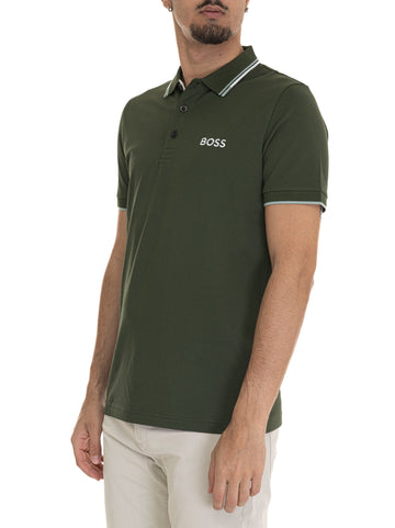 Polo in cotone piquet  PADDY-PRO Verde BOSS Uomo