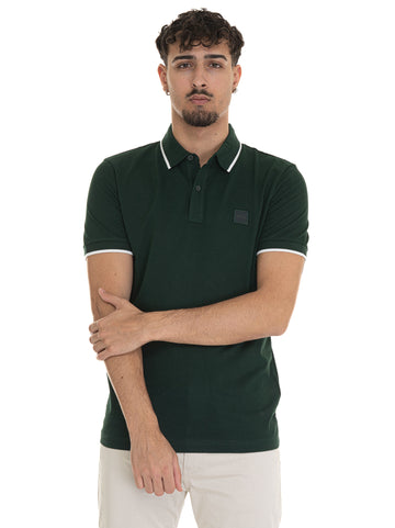 Polo in cotone piquet PASSERTIP Verde BOSS Uomo