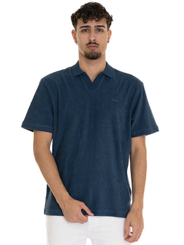 Polo mezza manica PE-DOUBLETOWEL Azzurro BOSS Uomo
