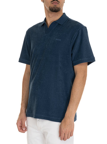 Polo mezza manica PE-DOUBLETOWEL Azzurro BOSS Uomo