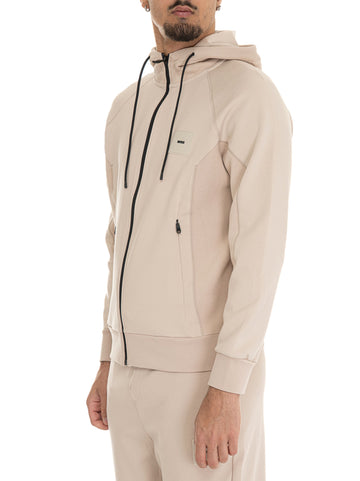 Felpa con cappuccio SAGGY-RIB- Beige BOSS Uomo
