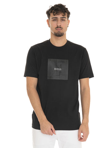 T-shirt TEE-LOGO-RIB Nero BOSS Uomo