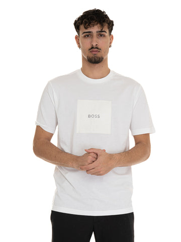 T-shirt TEE-LOGO-RIB Bianco BOSS Uomo