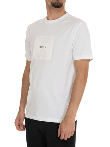 T-shirt TEE-LOGO-RIB Bianco BOSS Uomo