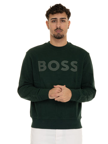 Felpa WEBASICCREW Verde BOSS Uomo