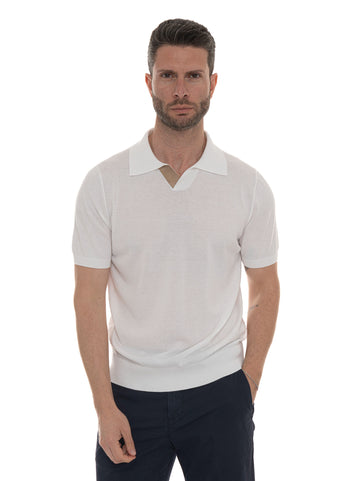 Polo in maglina Bianco Canali Uomo