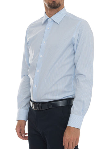 Classic Men's Shirt White-light blue Carrel Men
