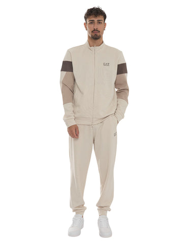 Beige EA7 Men's Zip Tracksuit