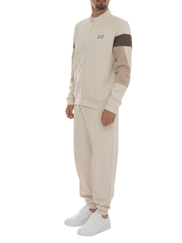 Beige EA7 Men's Zip Tracksuit