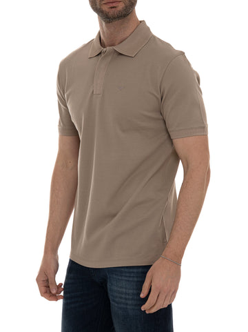 Beige Emporio Armani Man piqué cotton polo shirt