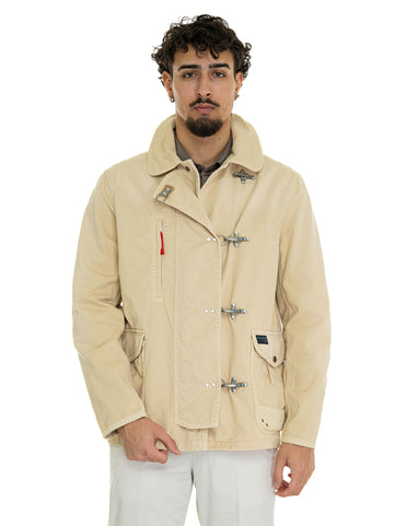 Fay Men's Beige Hook Closure Jacket