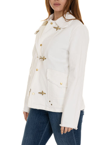 Fay Women's 3-Hook Fabric Jacket White